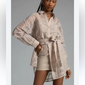 Anthropologie English Factory Sheer Buttondown Blouse size small